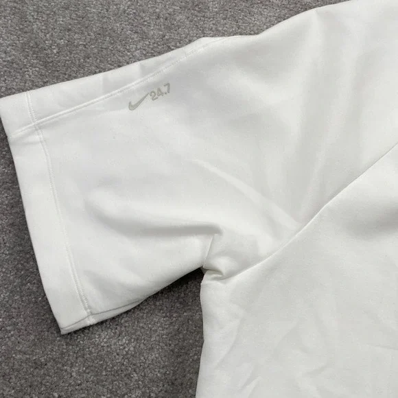 Nike Dri-FIT 24.7 Mens Training Zip Polo Shirt White Size L Soft Collared SS - Picture 7 of 8